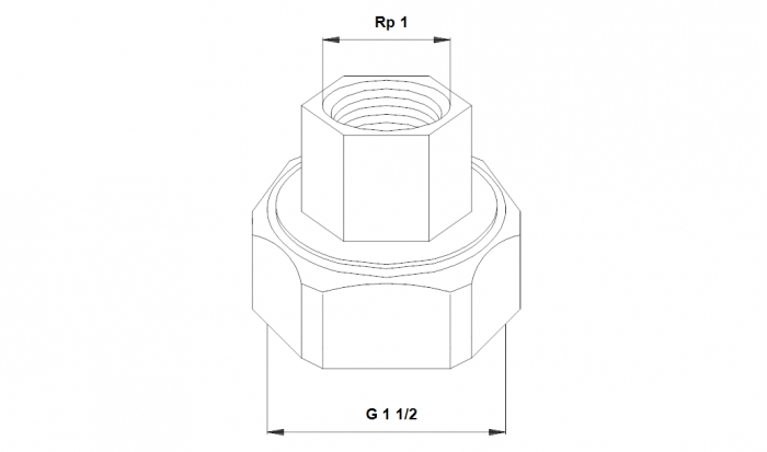 Резьбовое трубное соединение (комплект) G 1 ½ × Rp 1 - UP 25-xx (525153)