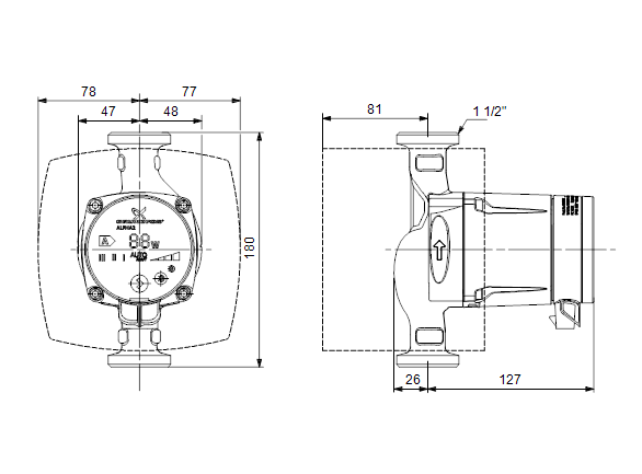 Насос Grundfos ALPHA2 25-60 N 180 1x230V 50Hz 6H