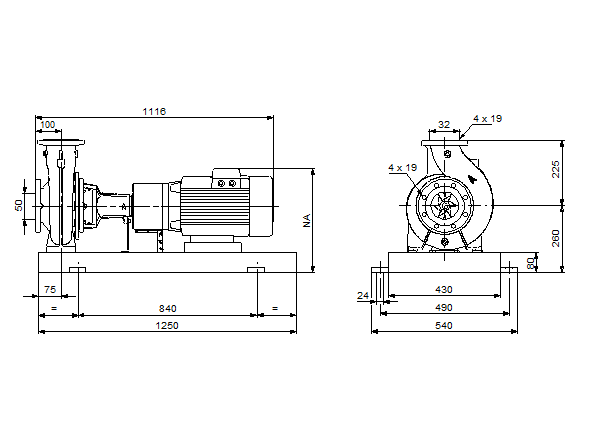 Grundfos  NK 32-250/262 A2-F-A-E-BAQE 2900 об/мин (снят с производства)