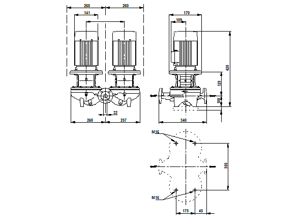 Grundfos TPD 32-100/4 A-F-B-BAQE 3x400 В, 1450 об/мин Бронзовое рабочее колесо   