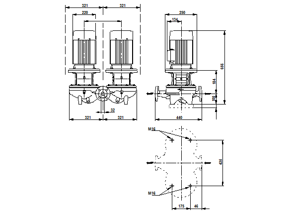 Grundfos TPD 32-460/2 A-F-B-BAQE 3x400 В, 2900 об/мин Бронзовое рабочее колесо