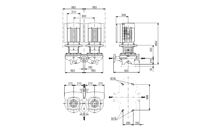 Grundfos TPED 150-160/4-S A-F-A-BAQE 3x400 В, 1450 об/мин