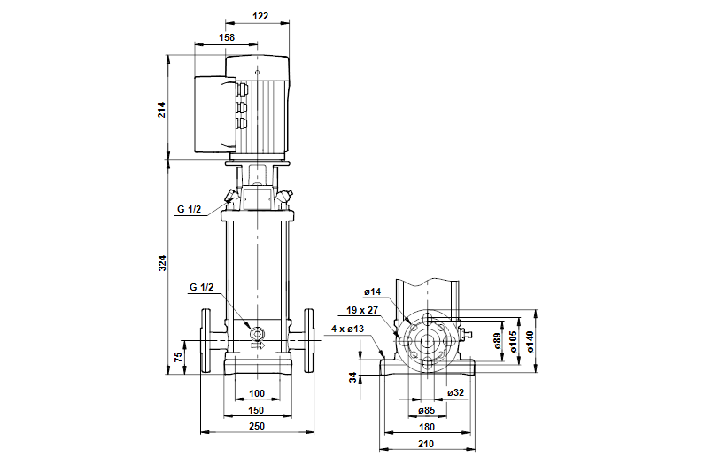 Grundfos CRNE 3-5 N-FGJ-A-E-HQQE 1x200-240 60HZ