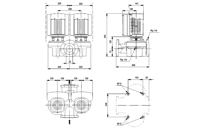 Grundfos TPED 32-180/2-S A-F-A-RUUE