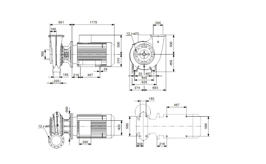 Grundfos NB 250-450/445 A-F-A-BAQE 1450 об/мин