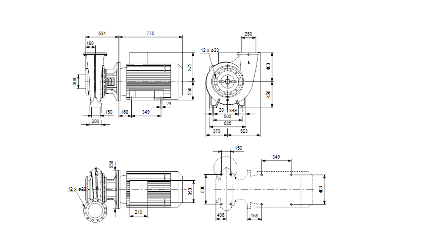 Grundfos NB 250-350/318 A-F-A-BAQE 1450 об/мин