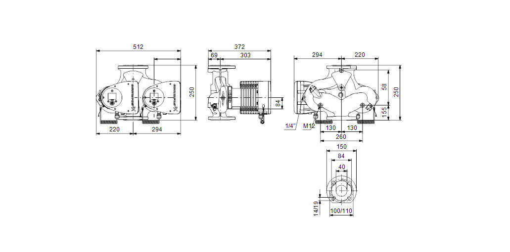 Grundfos MAGNA3 D 40-180 F 250 1x230V PN6/10