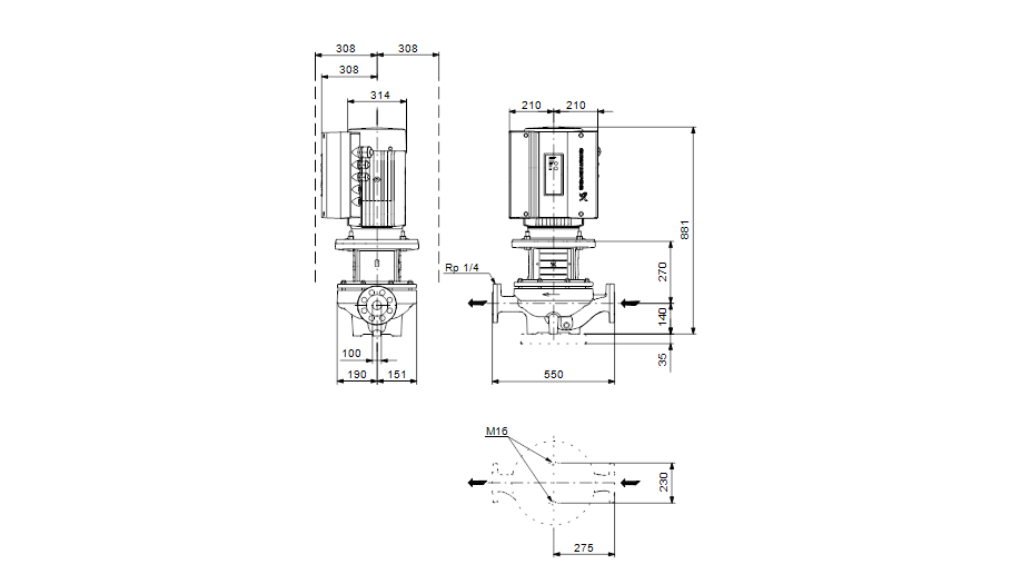 Grundfos TPE 100-250/2 A-F-A-GQQE 3x400 В, 2900 об/мин