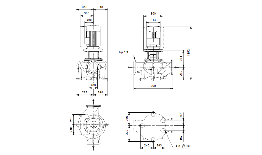 Grundfos TPE 200-190/4 A-F-A-GQQE 3x400 В, 1450 об/мин 