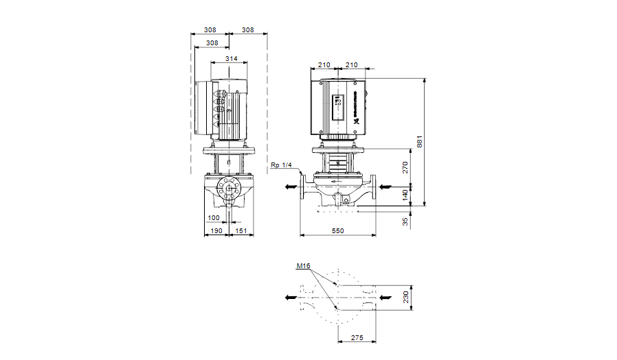 Grundfos TPE 100-310/2 A-F-A-GQQE 3x400 В, 2900 об/мин