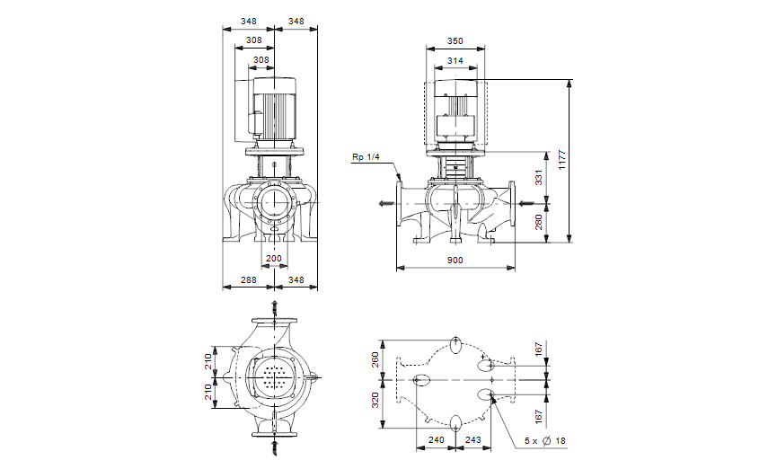 Grundfos TPE 200-160/4 A-F-A-BAQE 3x400 В, 1450 об/мин