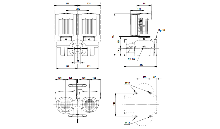 Grundfos TPED 32-150/2-S A-F-A-RUUE