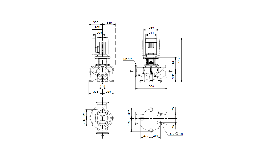 Grundfos TPE 150-260/4 A-F-A-GQQE 3x400 В, 1450 об/мин 