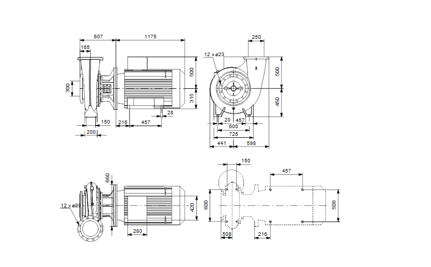 Grundfos NB 250-500/445 A-F-A-BAQE 1450 об/мин