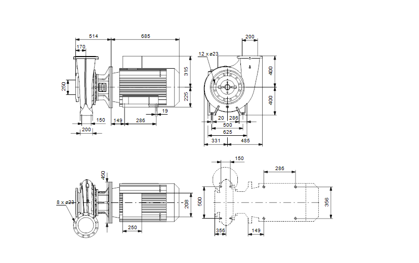 Grundfos NB 200-400/280 A-F-A-BAQE 1450 об/мин