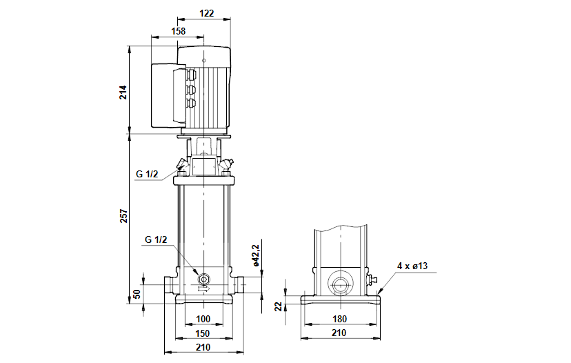 Grundfos CRNE 5-2 A-P-A-E-HQQE 1x200-240 60HZ