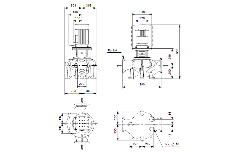 Grundfos TPE 200-50/4 A-F-A-GQQE 3x400 В, 1450 об/мин 