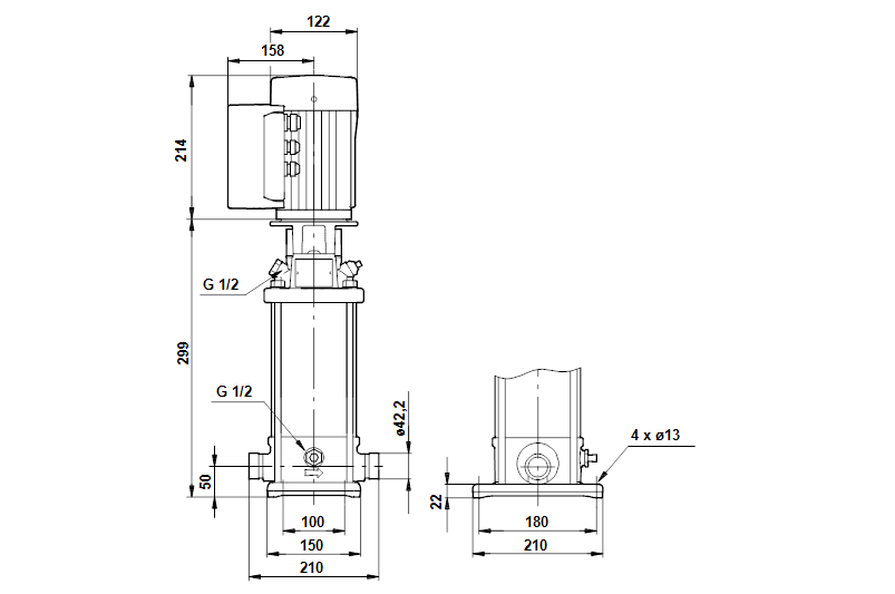 Grundfos CRNE 3-5 N-P-A-E-HQQE 1x200-240 60HZ