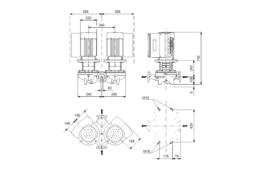 Grundfos TPED 80-240/2-S A-F-A-BAQE 3x400 В, 2900 об/мин