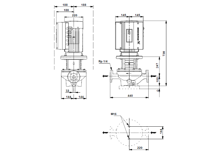 Grundfos TPE 32-580/2 A-O-A-BAQE 3x400 В, 2900 об/мин 