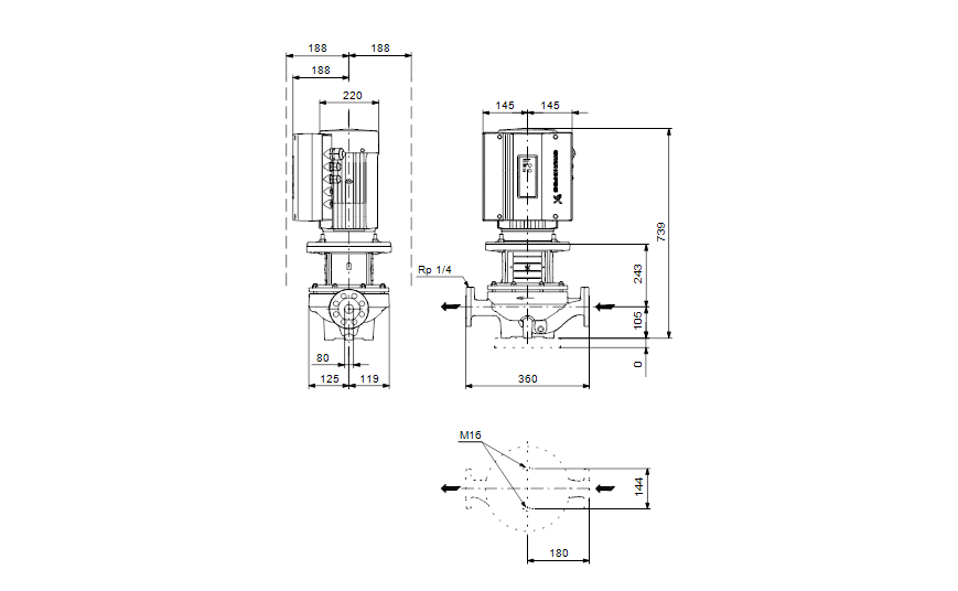 Grundfos TPE 80-240/2 A-F-A-GQQE 3x400 В, 2900 об/мин