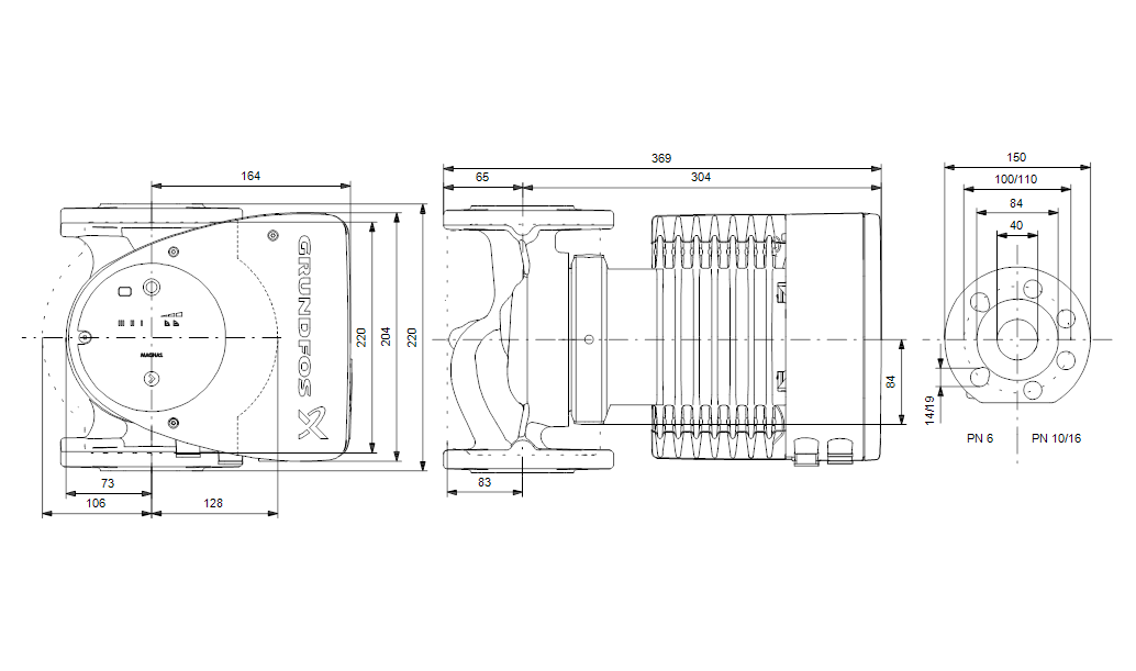 Grundfos MAGNA1 40-100 F 220 1x230V PN6/10