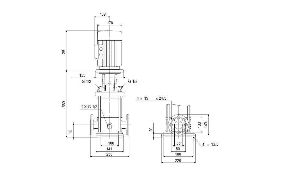 Grundfos CR 1-19 A-FGJ-A-E-HQQE (фланец по DIN DN 25/ DN 32) 1х230 В