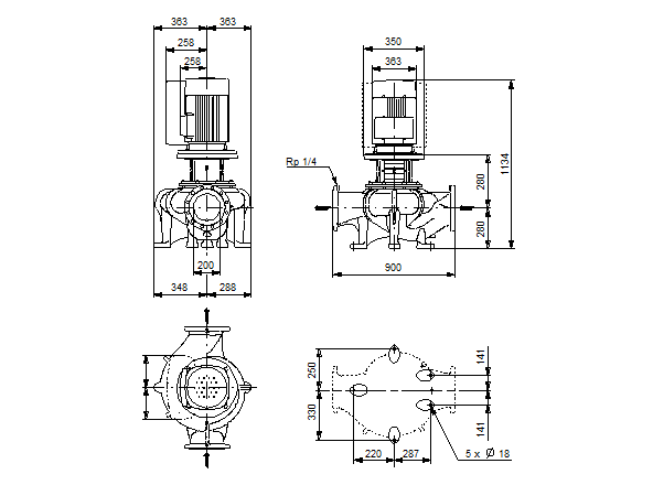 Grundfos TP 200-200/4 A-F-A-GQQE 3x400 В, 1450 об/мин