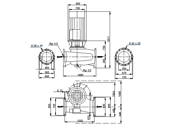 Grundfos TP400-670/4 A-F-A-DBUE (снят с производства)