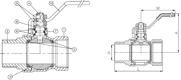 Шаровый кран Genebre 303409 DN-50 PN-25 , Корпус-латунь, НР/ВР