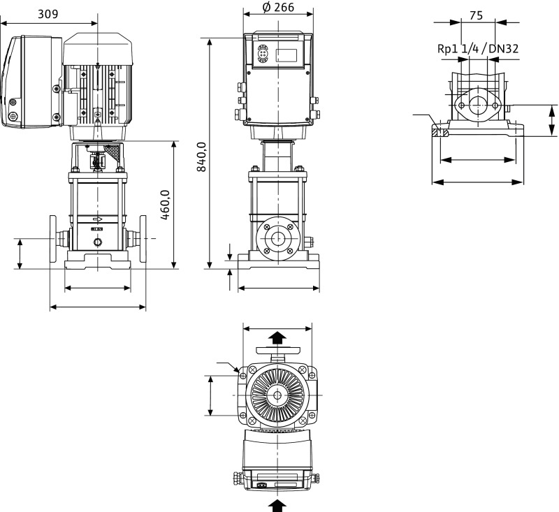 Насос Wilo-Multivert MVIE3202-3/16/E/3-2-2G