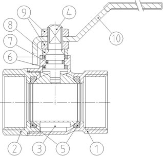 Шаровый кран Genebre DN-65 PN-25 302910, Корпус-латунь, ВР/ВР