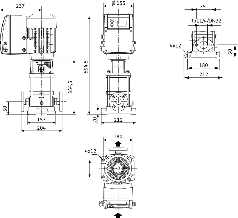 Насос Wilo-Multivert MVIE204-2/P/V/3-2-2G