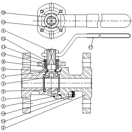 Шаровый кран Genebre 252910 DN-065 PN-40 , Корпус-НЕРЖ сталь, фланец/фланец