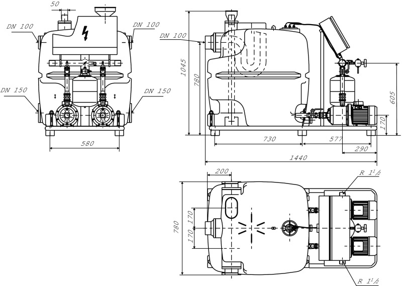 Установка WILO-RAINSYSTEM AF400-2MP 604DM/RCH2+1