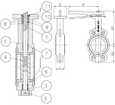 Межфланцевый затвор Genebre 210324 DN400 PN10 Корпус-чугун, Диск-чугун