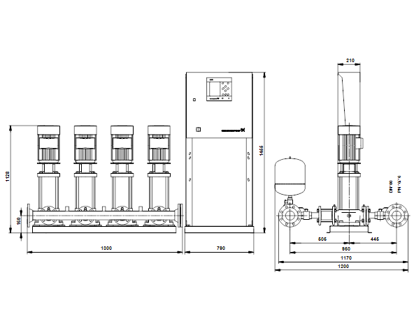 Grundfos Hydro MPC-S 4 CR15-7 U4 D-C-A-GHV