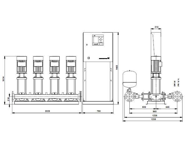 Grundfos Hydro MPC-S 4 CR32-6 U4 D-C-A-GHV