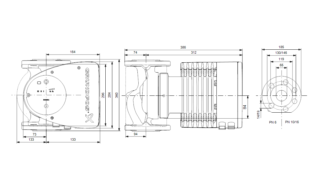 Grundfos MAGNA1 65-60 F 340 1x230V PN6/10