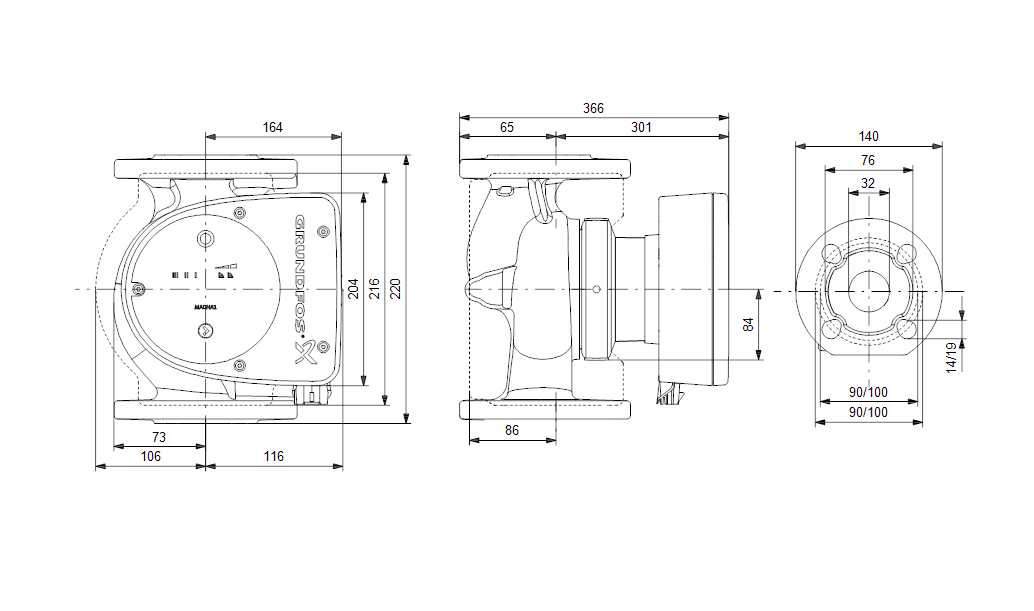 Grundfos MAGNA1 32-120 F 220 1x230V PN6/10