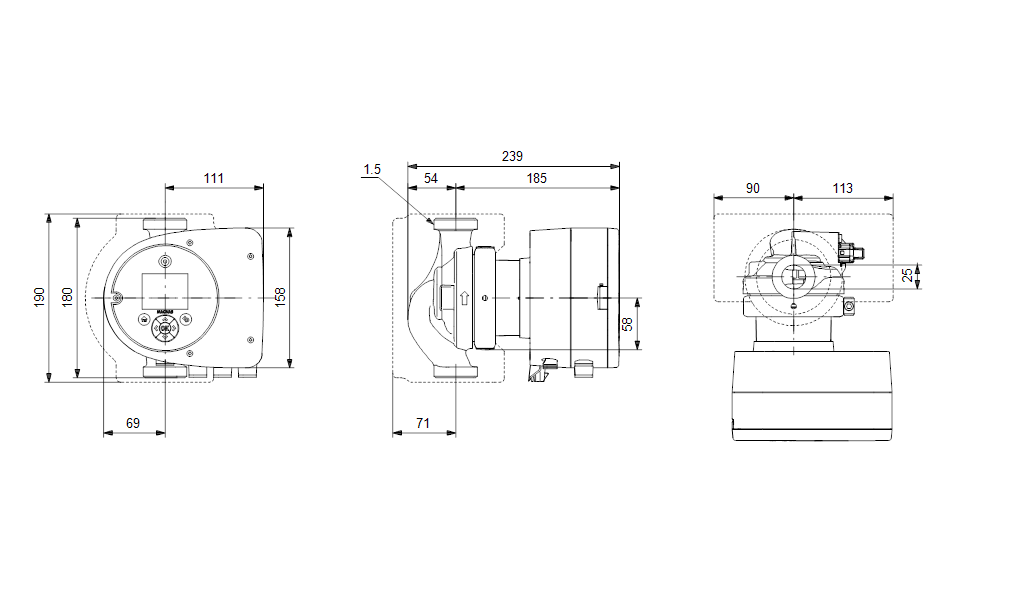 Grundfos MAGNA3 25-40 180 1x230V PN10