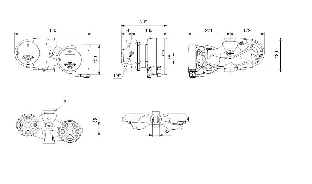 Grundfos MAGNA3 D 32-60 180 1x230V PN10