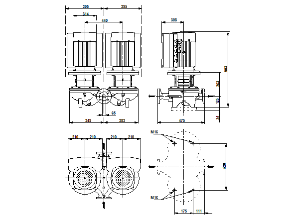 Grunfos TPED 65-660/2 A-F-A-GQQE 3x400 В, 2900 об/мин