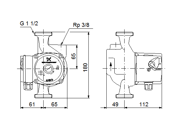 Grundfos UPS 25-60 A 180 1x230V 50Hz 9H