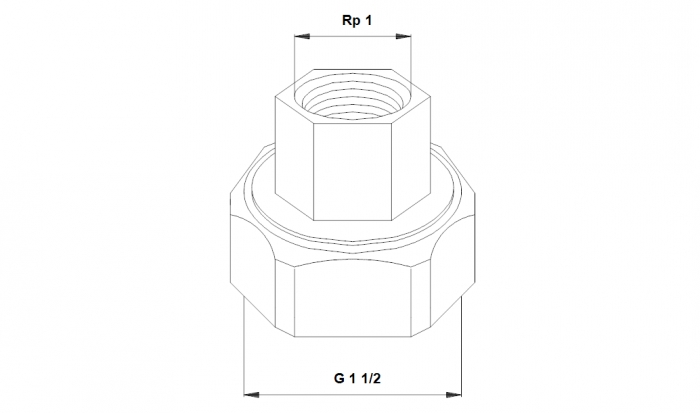 Резьбовое трубное соединение (комплект) G 1 ½ × Rp 1 - UP 25-xx (525153)