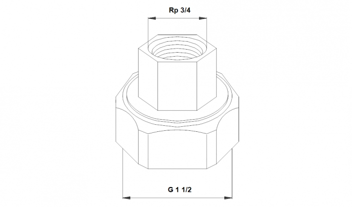 Резьбовое трубное соединение (комплект) G 1 ½ × Rp ¾ - UP 25-xx (00525191)