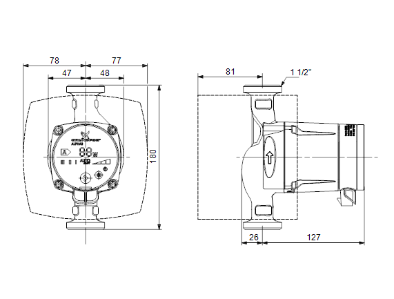 Насос Grundfos ALPHA2 25-40 180 1x230V 50Hz 6H RU