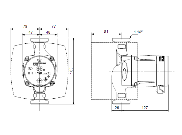 Насос Grundfos ALPHA2 25-40 N 180 1x230V 50Hz 6H