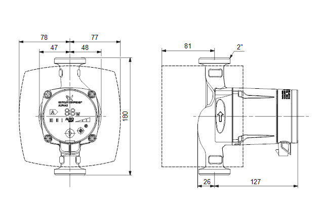 Насос Grundfos ALPHA2 32-40 180 1x230V 50Hz 6H RU