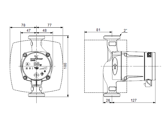 Насос Grundfos ALPHA2 32-60 180 1x230V 50Hz 6H RU